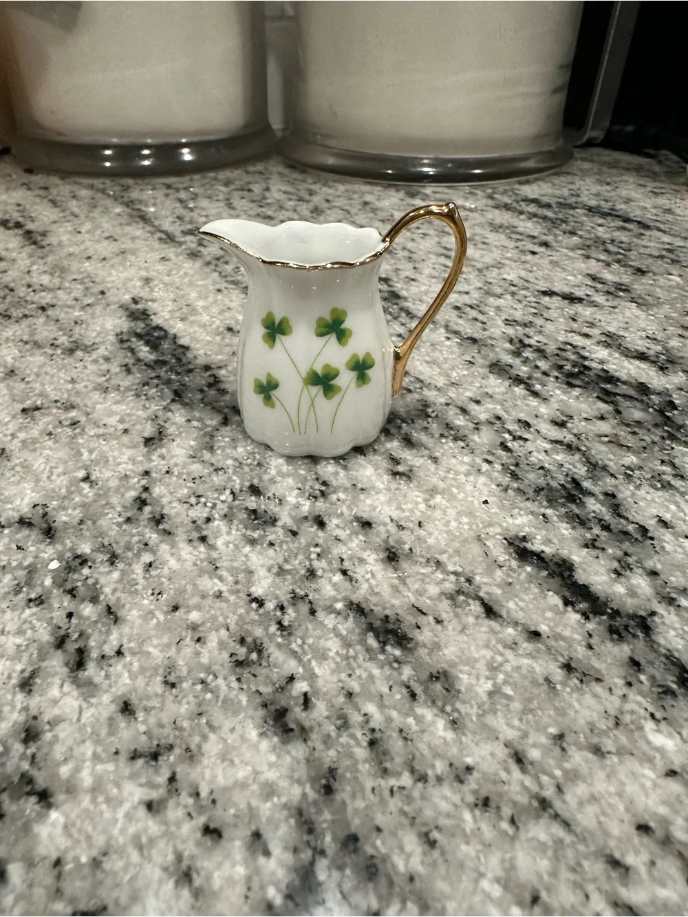 Lefton Shamrock Mini Tea Set with Gold Trim - White and Green